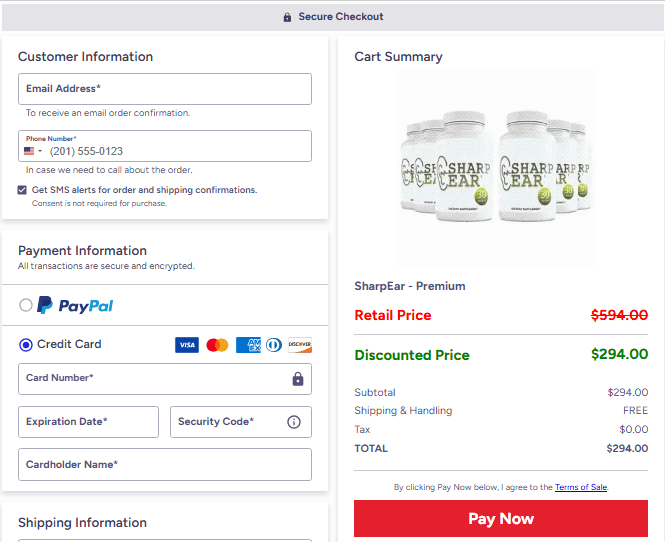 SharpEar - Secure Checkout Page